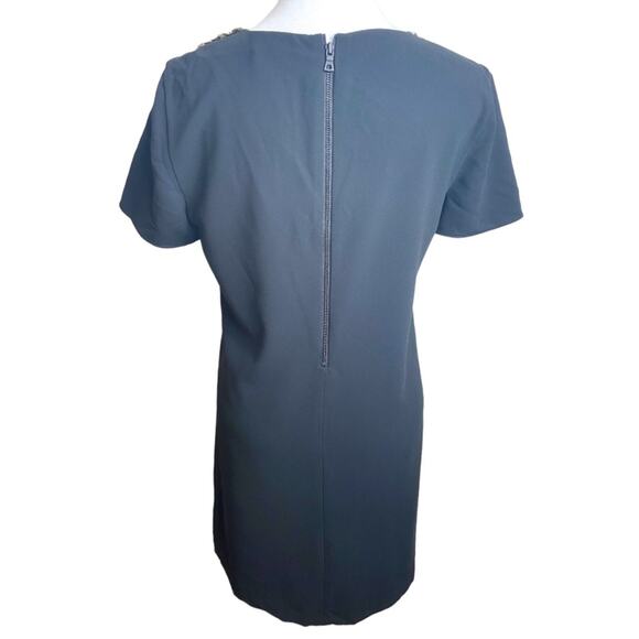 ALICE & OLIVIA DRESS 4 BLACK SHIFT GOLD SEQION BEADED JEWEL COLLAR UNIQUE PREPPY - Picture 3 of 9